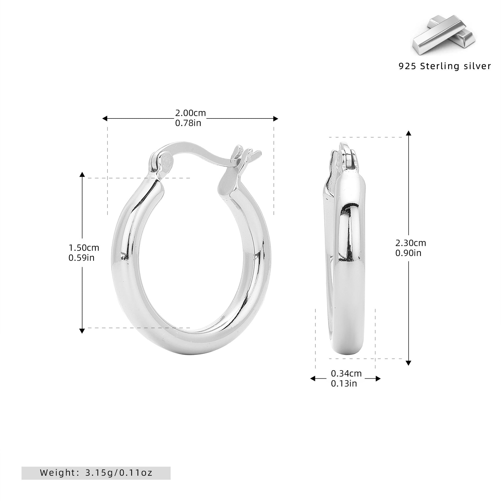 Wholesale S925 Sterling Silver Hollow Tube Ring Earrings