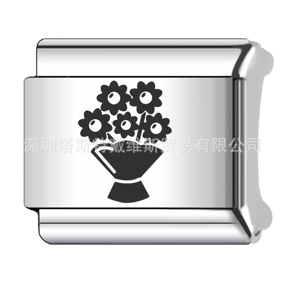 Wholesale 9mm Italian Charm Starter Bracelets DIY square Single Section Creative Stainless Steel Composable Bracelet