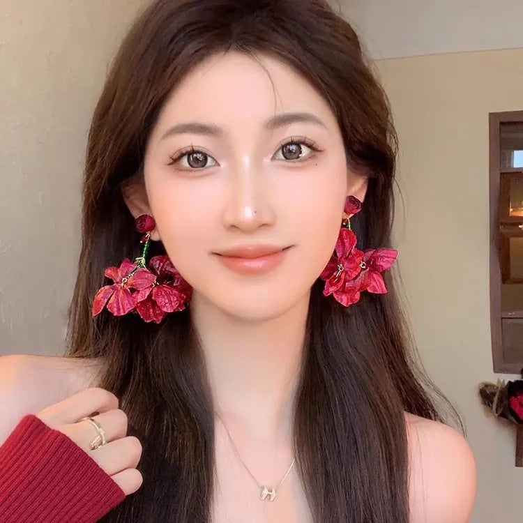 Wholesale Flower Tassel Pendant Earrings
