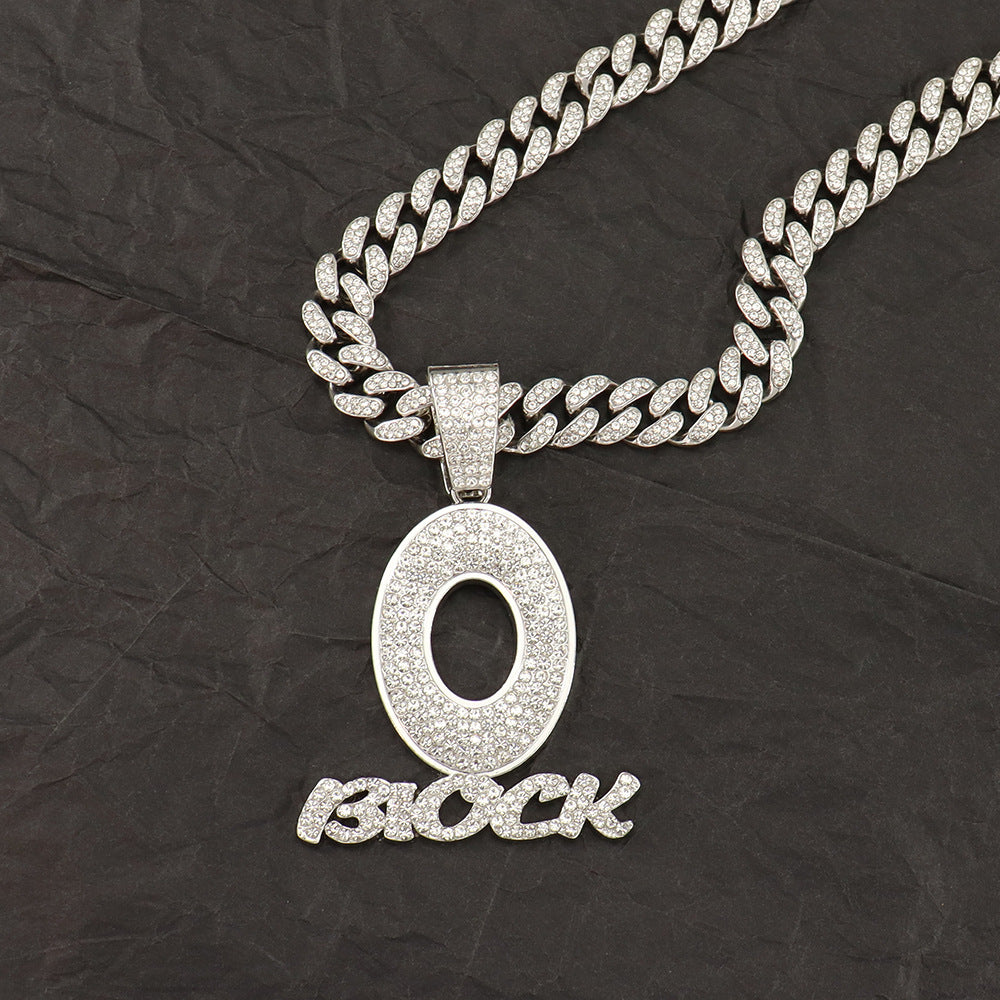 Wholesale hip hop  rhinestone letter  pendant necklace