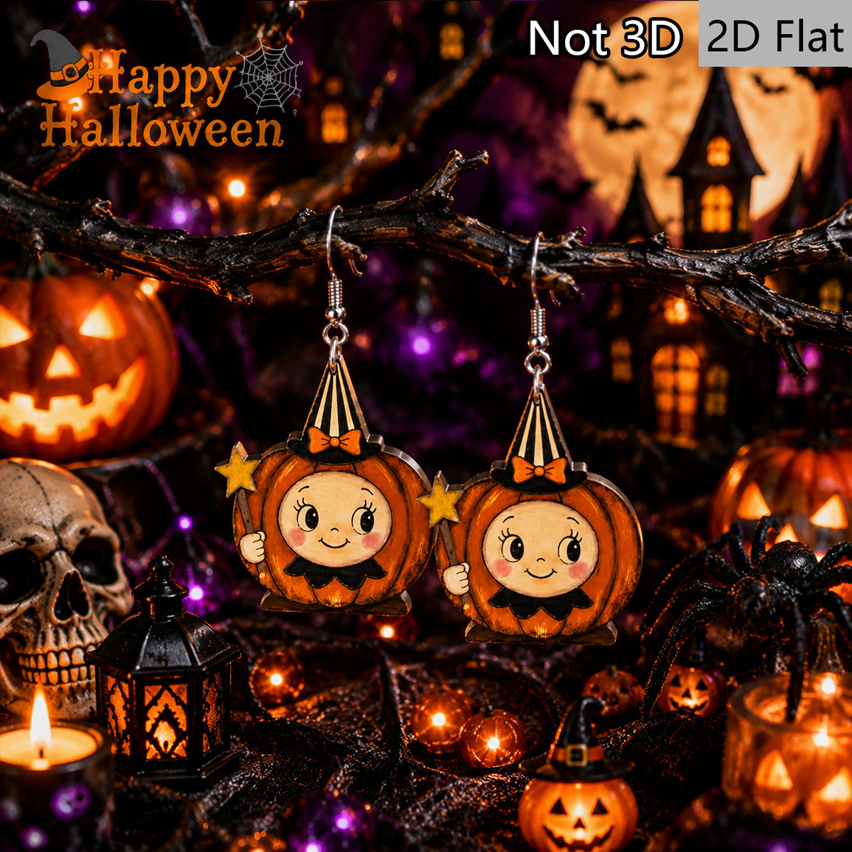 Wholesale Wooden Pumpkin Earrings  Retro Party Wear Jewelry Accessory For Women
