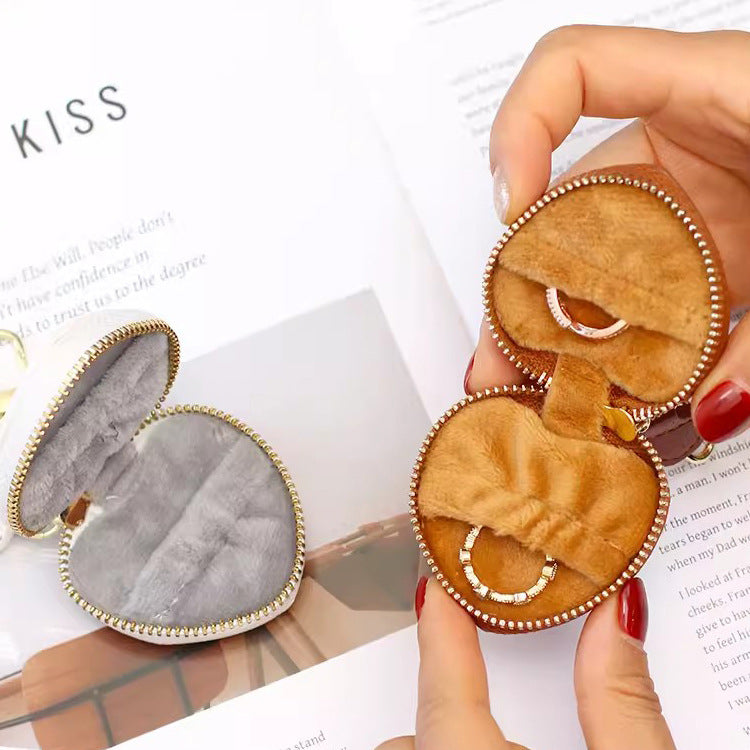 Wholesale Genuine Leather Heart Shape Zipper Ring Bag Keychains ACC-KC-Muqu001