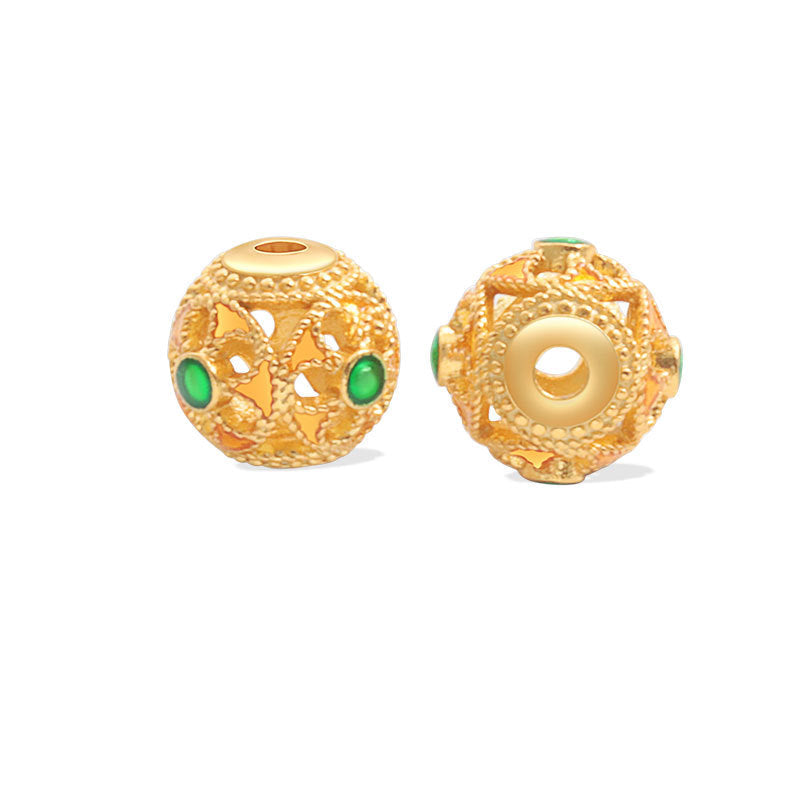 Wholesale S925 sterling silver oil-drip cloisonne hollow spacer beads enamel color handmade beads