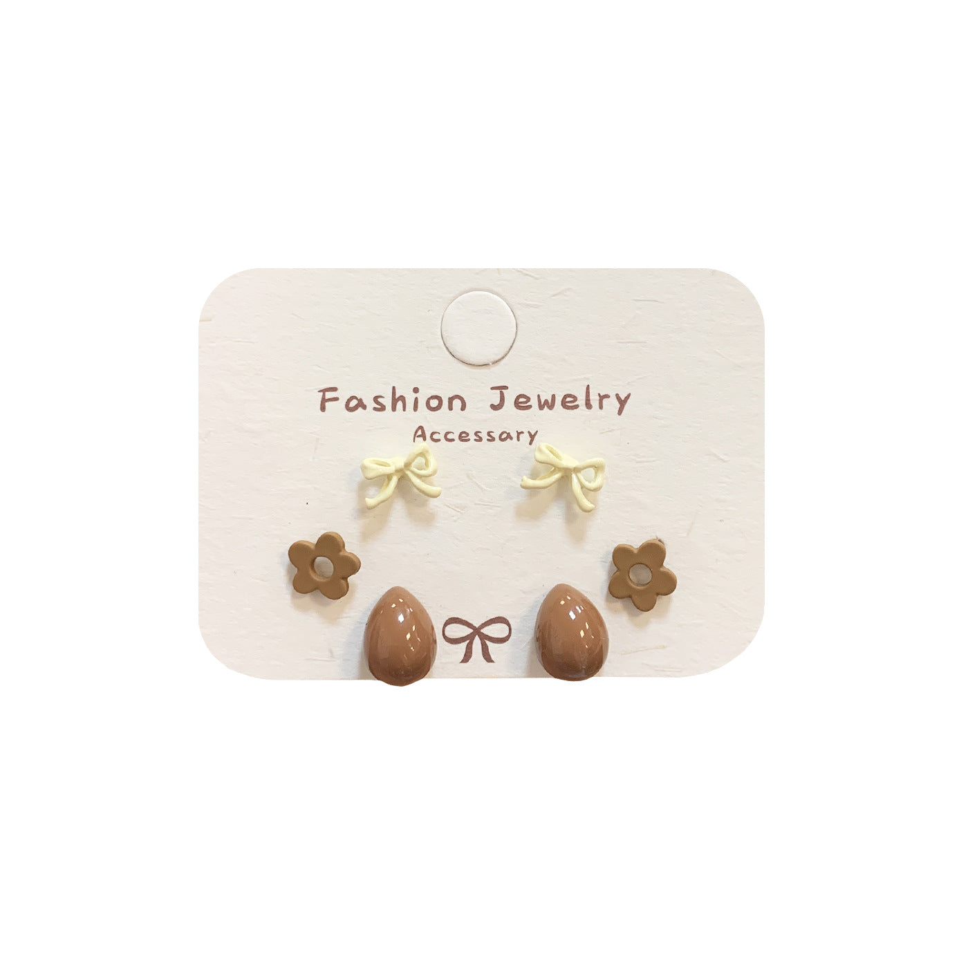 Wholesale Autumn cat geometric bean earrings set silver needle simple small flower bow earrings