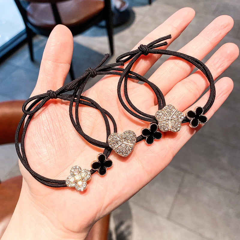 Wholesale Super Flash Diamond Love Four Leaf Clover Scrunchies ACC-HS-Huidi022