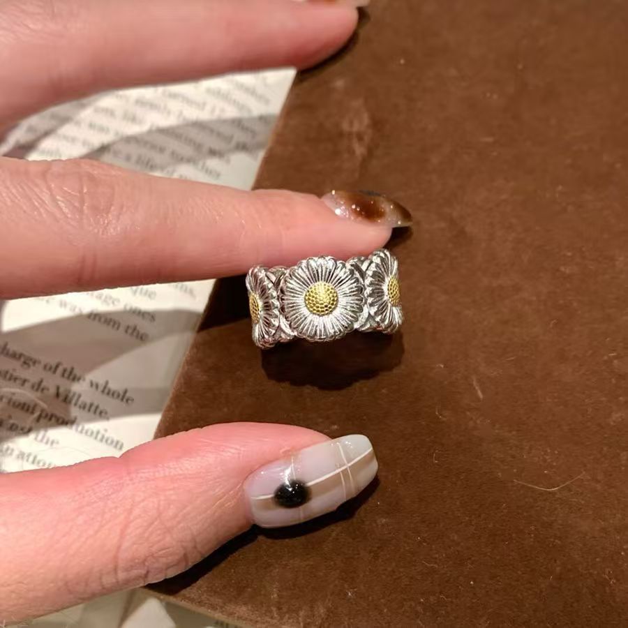 Wholesale Flower Design Open Ring Silver Plated Alloy Women S Ring Stylish Fashion Accessory For Everyday And Party