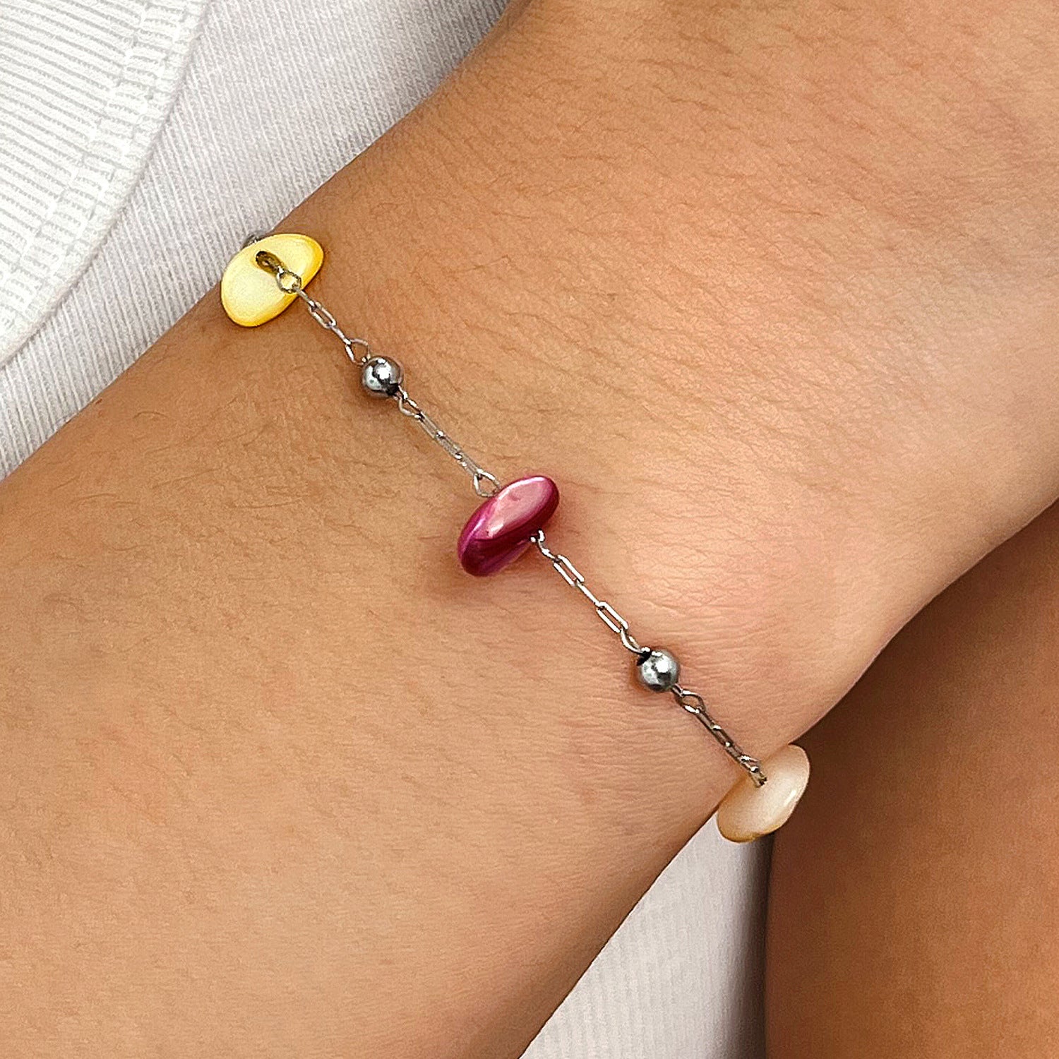 Wholesale Trendy Cloud Moon Cross Star Pearl Layered Bracelet Stainless Steel Fashion Accessory For Women Gift Boutique Resale