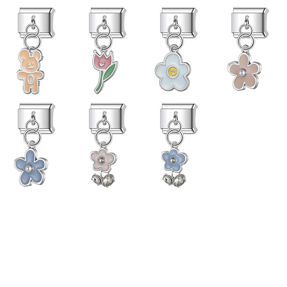 Wholesale Italian Charm Bracelet 9mm DIY Splicing Cute Pattern Stainless Steel Composable Bracelet