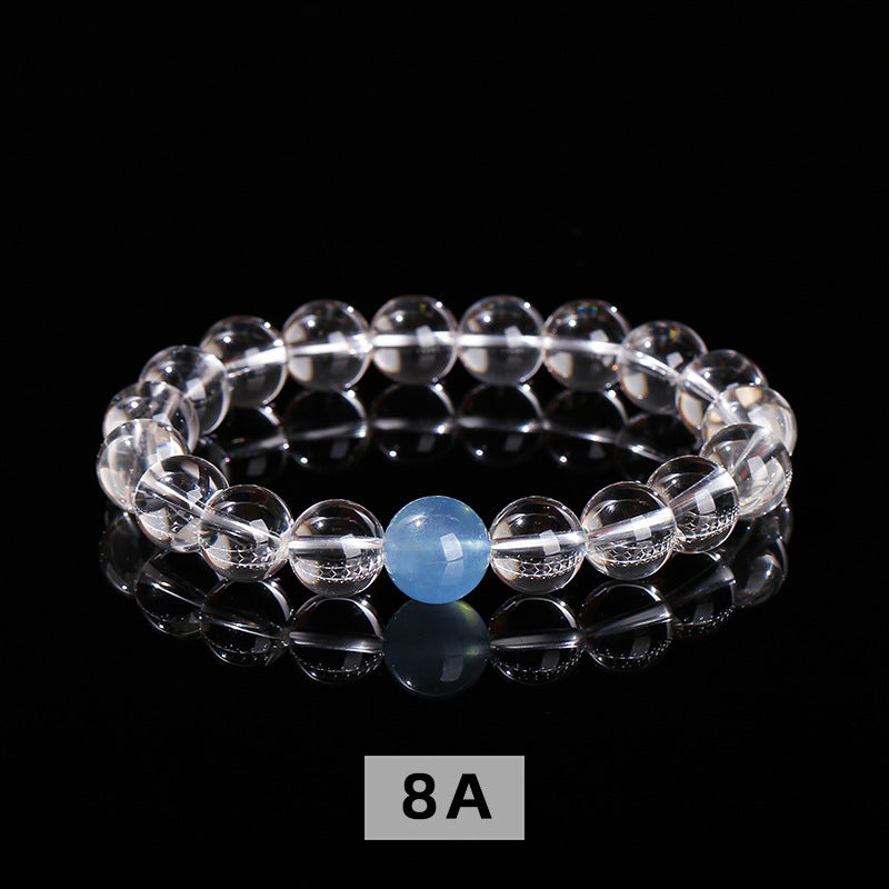 Wholesale Natural White Crystal Aquamarine Top Bead Bracelet
