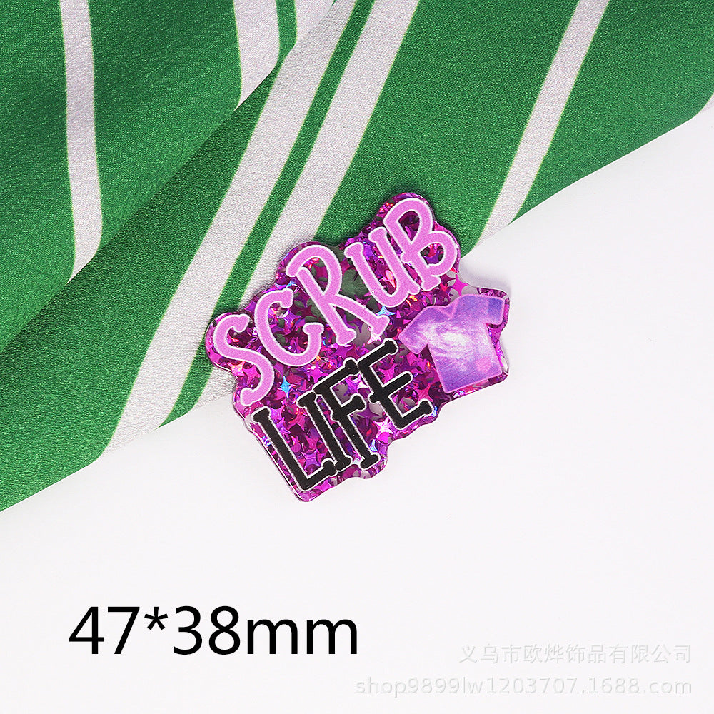 Wholesale 10pcs DIY Flatback Cartoon Medical Acrylic Flatback Badge Reels Retractable Keychain DIY Accessories ACC-FK-OuYe012