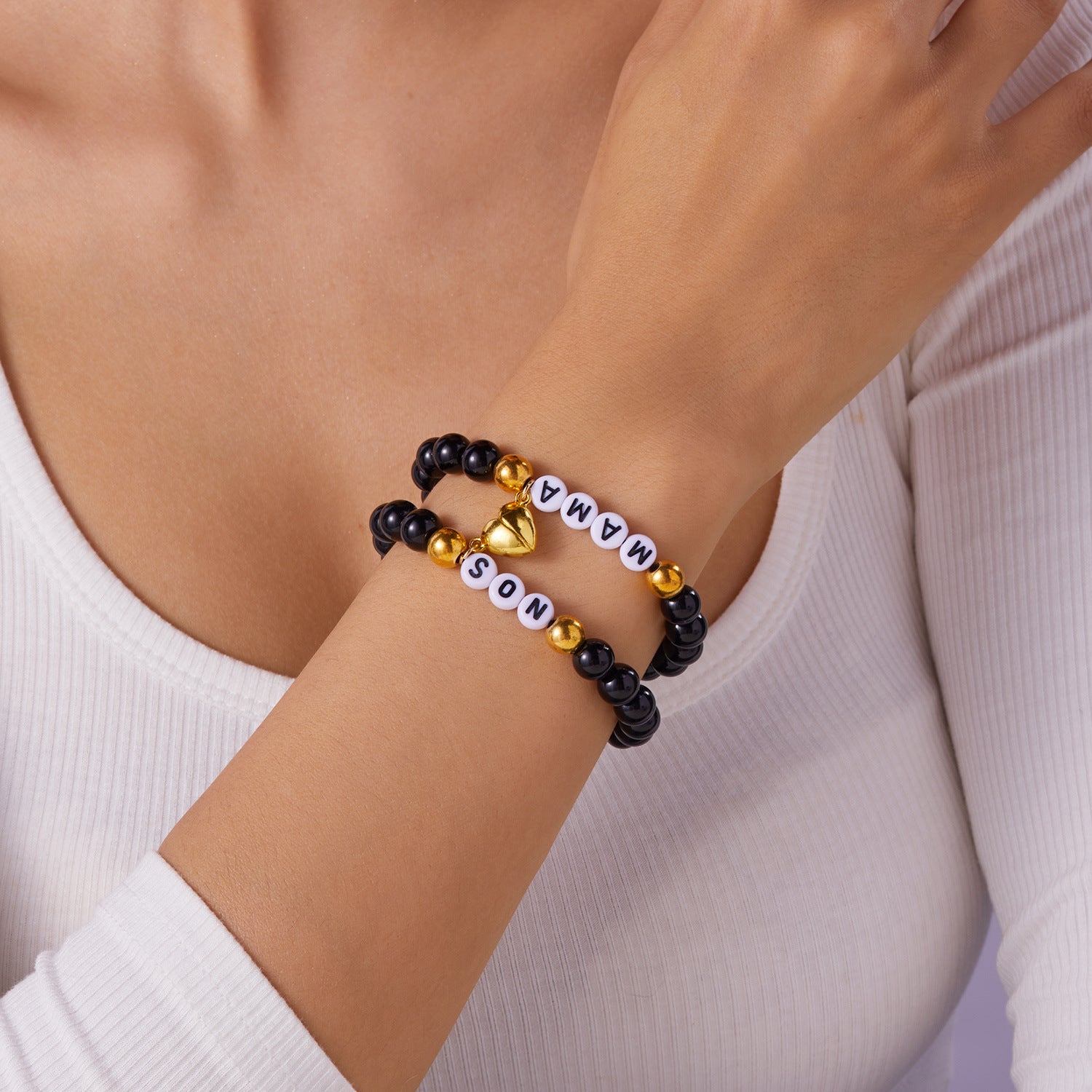 Wholesale Mother's Day Gift Hand-woven Natural Stone Card Bracelet