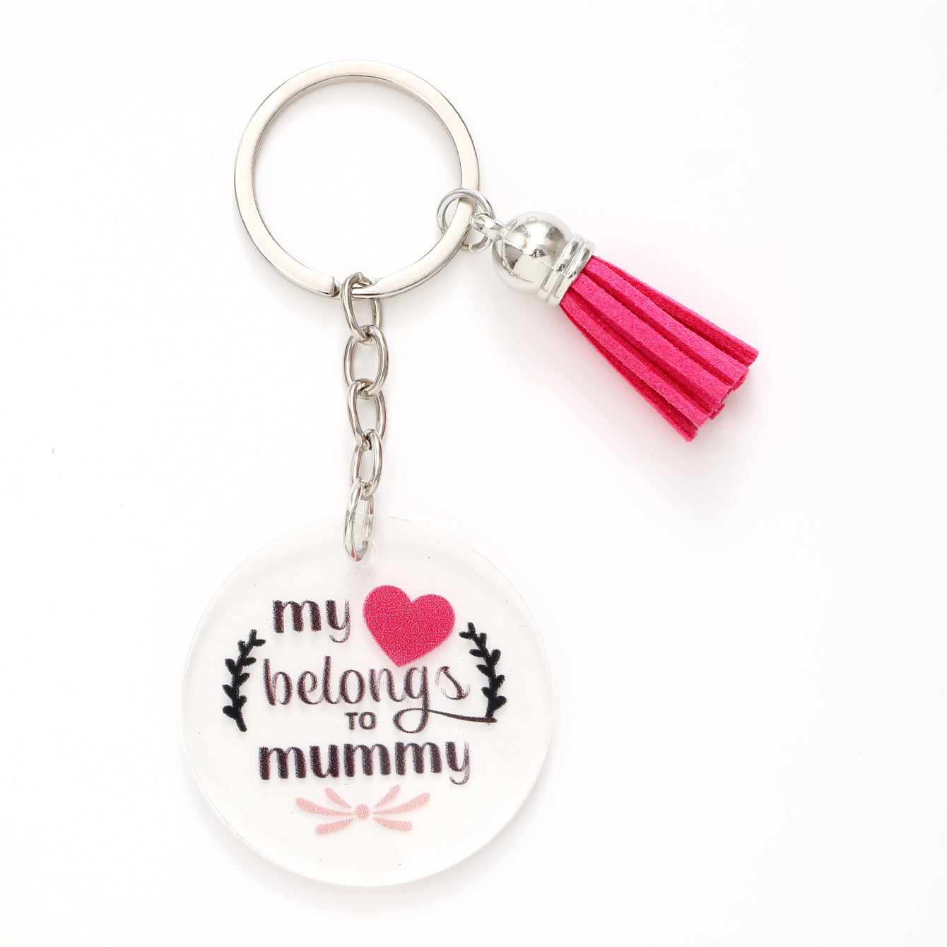 Wholesale Acrylic English Flower Red Tassel Leopard Print Keychain ACC-KC-YTian028