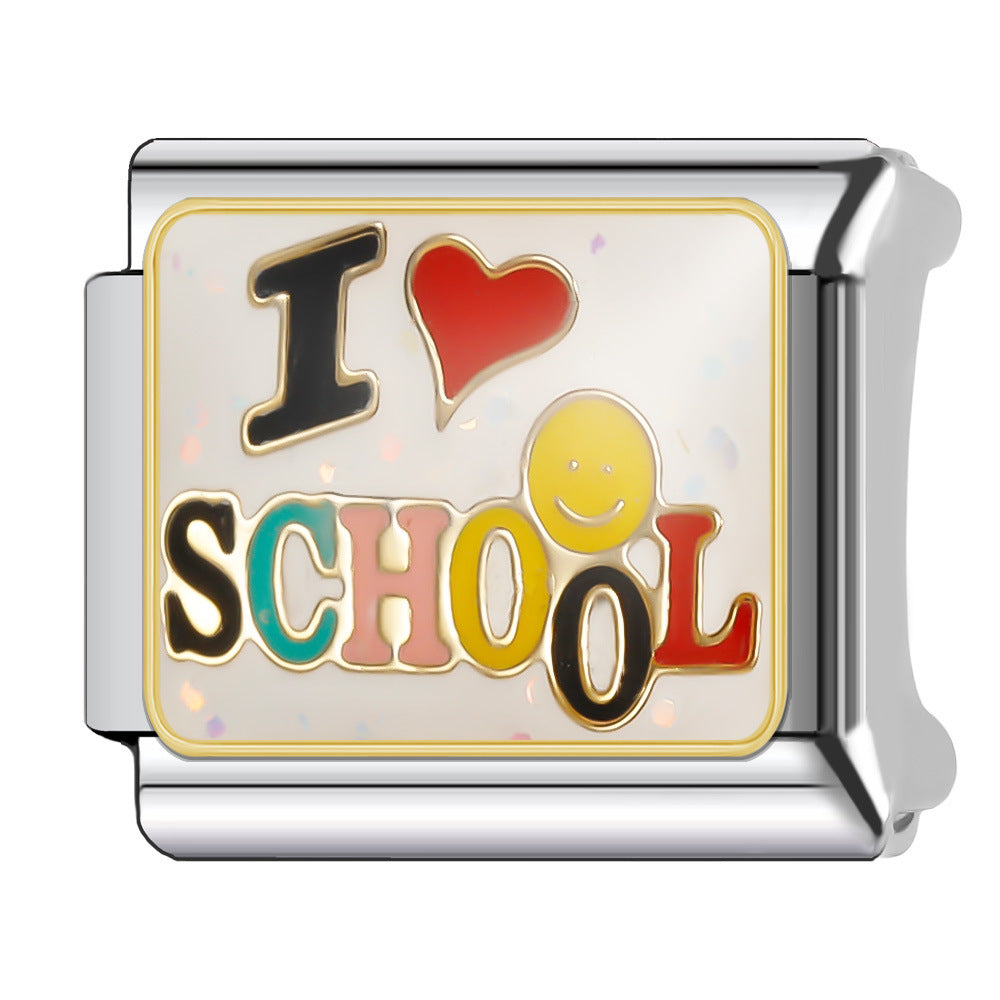 Wholesale Italian Charm Bracelet 9mm DIY Splicing Tutorial Student Series Stainless Steel Composable Bracelet