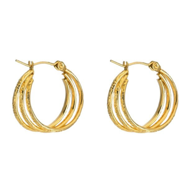 Wholesale  2PCS Stainless steel twist gold earrings
