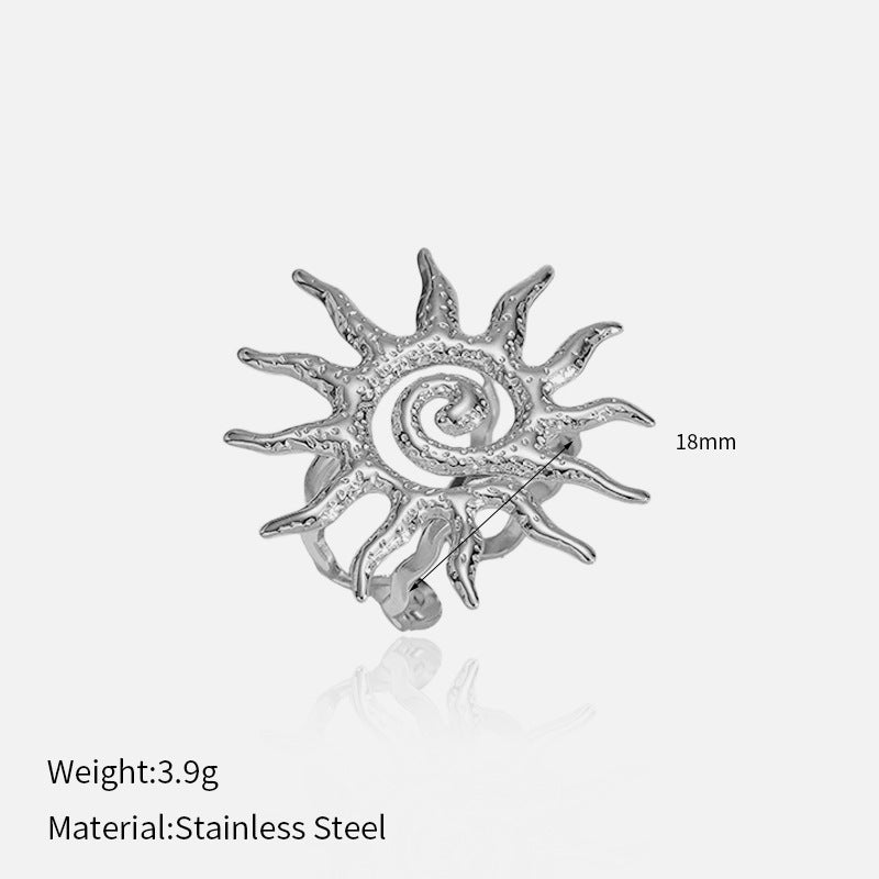 Wholesale  Sunflower  Stainless Steel  Retro Special-Shaped Twisted Sun Ring