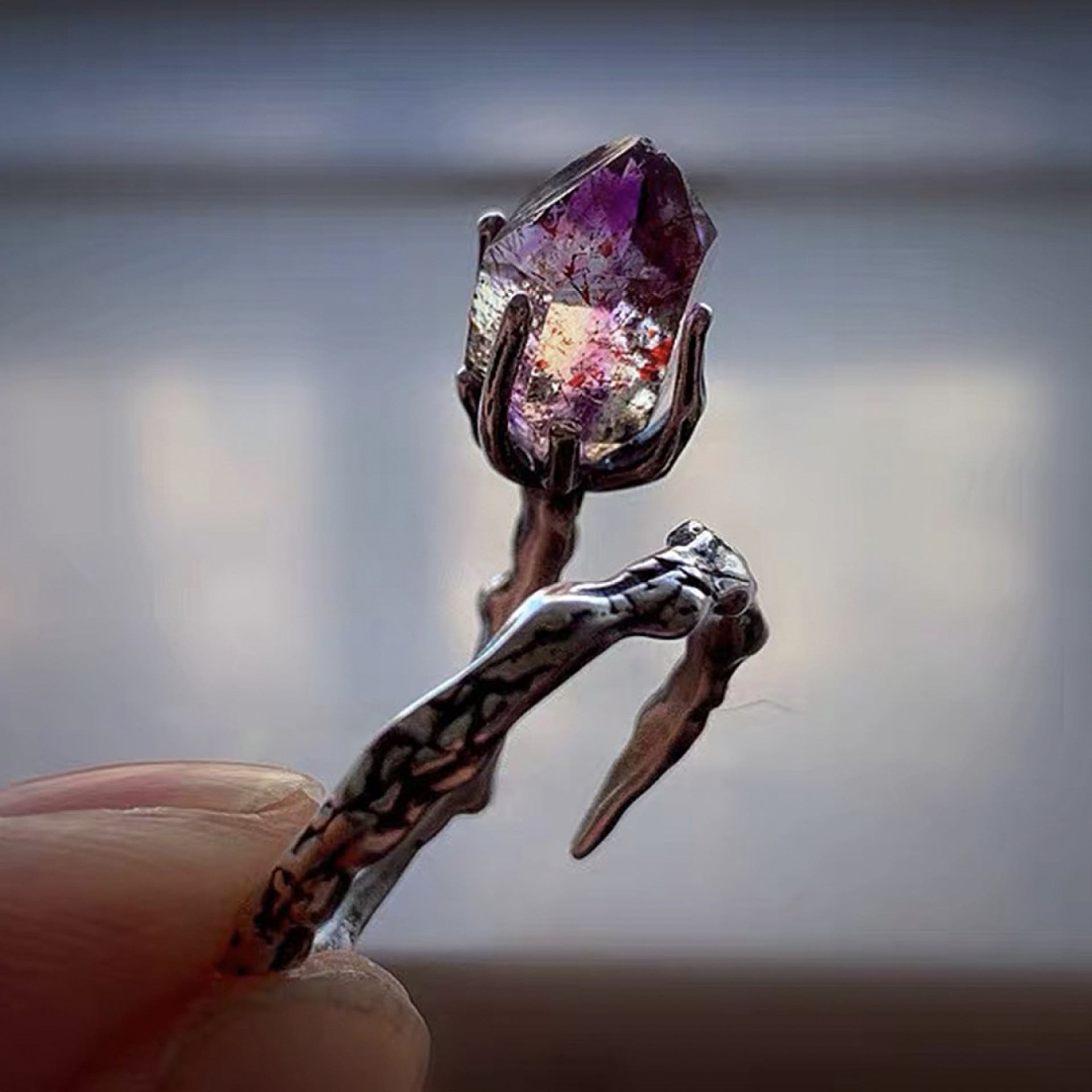 Wholesale amethyst diamond unique ring