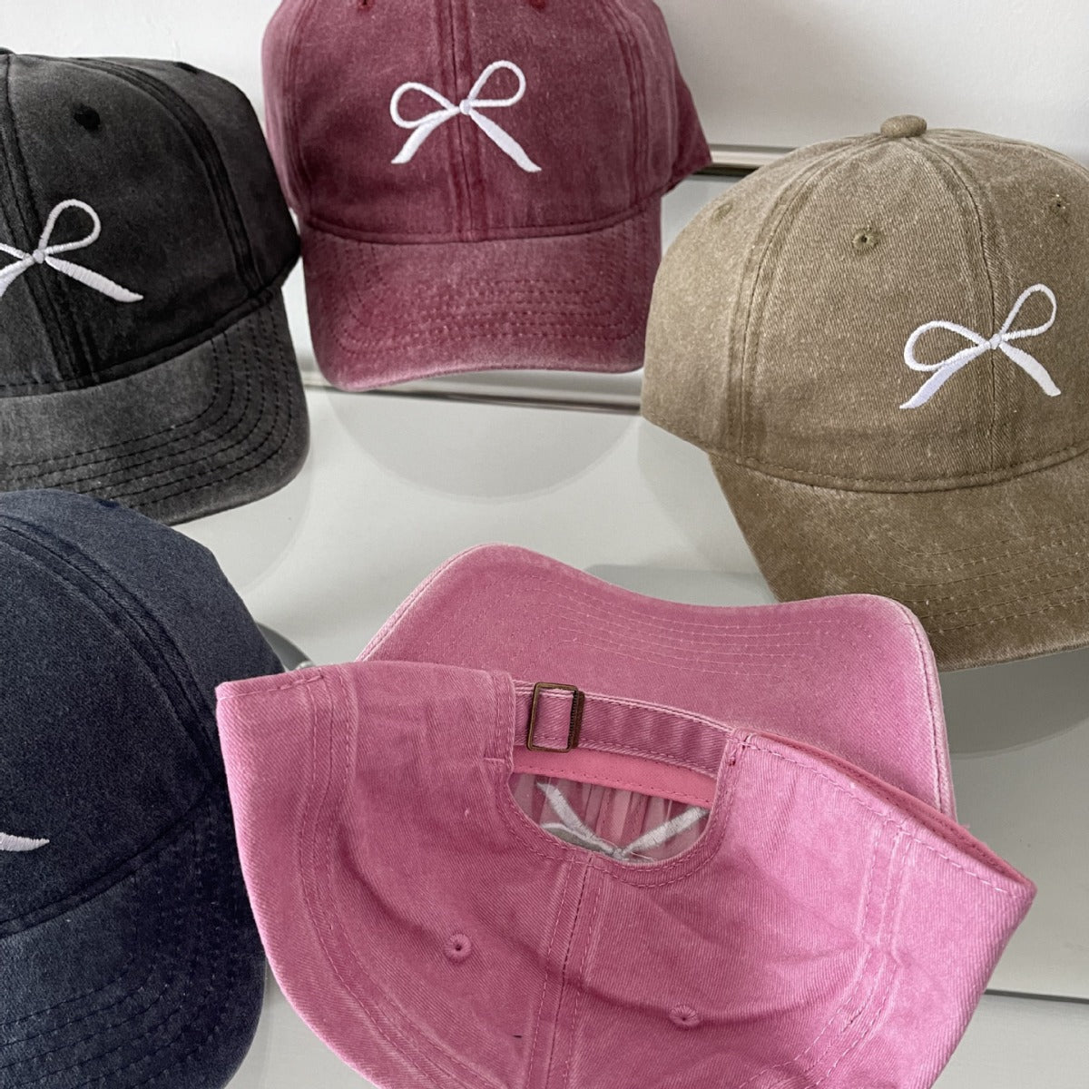 Wholesale Hat Vintage Washed Bow Embroidered Baseball Cap ACC-HT-ShunBei001