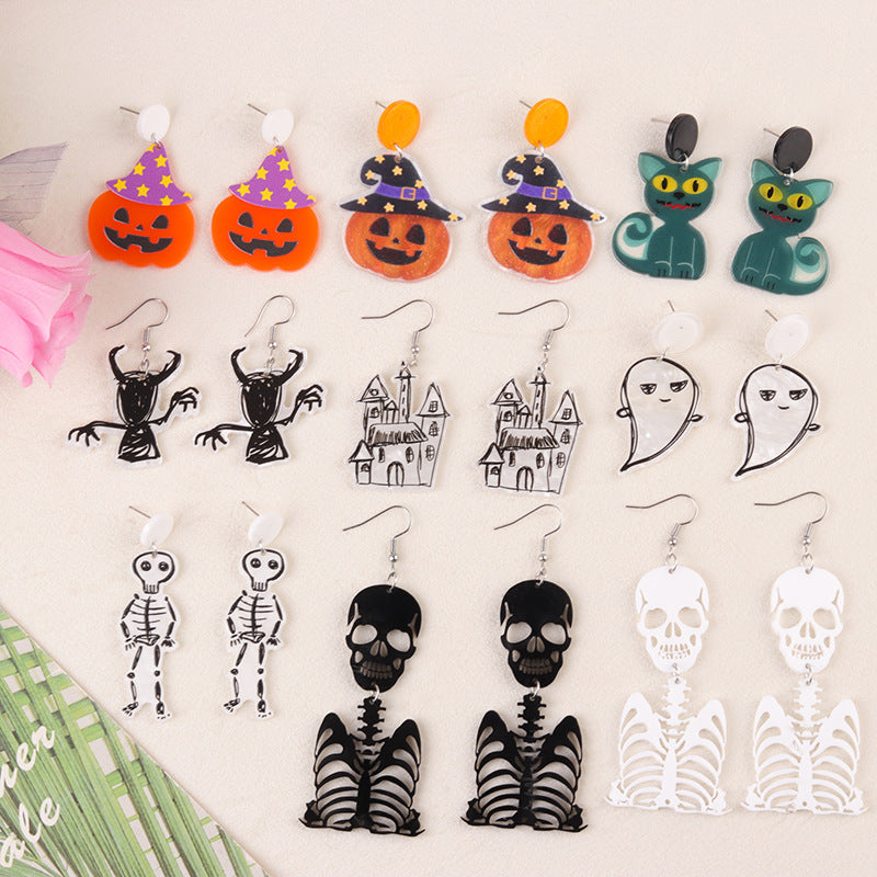 Wholesale   Pumpkin Ghost Diablo Skull Rack Acrylic Earrings