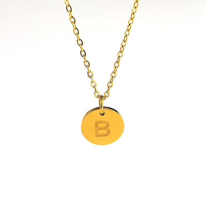 Wholesale Stainless Steel Polished 18K Gold Letter Necklaces ACC-NE-GuDi017