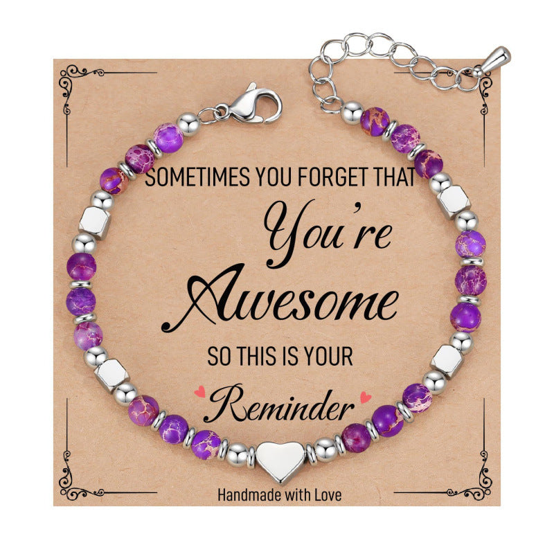 Wholesale Heart Shaped Emperor Stone Crystal Adjustable Bracelet Fashion Jewelry Gift