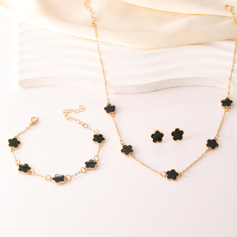 Wholesale Clover Necklace Bracelet Earrings 3-piece Sets ACC-NE-ChaoKai011