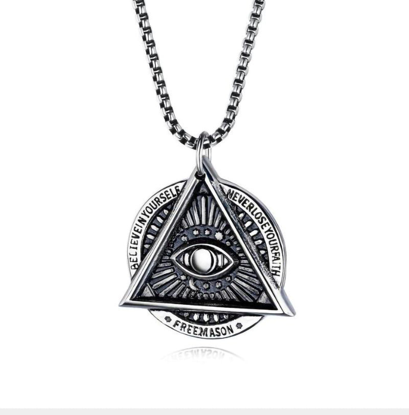 Wholesale personality hip-hop stainless steel necklace men's retro box pendant jewelry