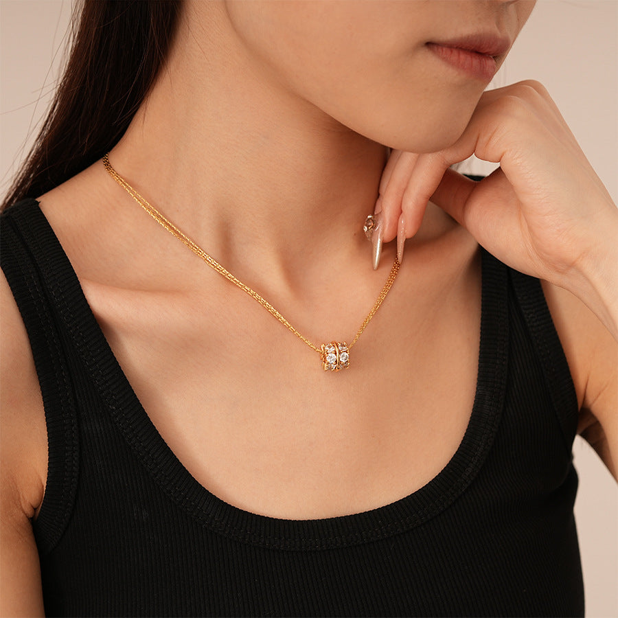 Wholesale  Light Luxury Style Multi-layer Brushed Zircon Clavicle Chain