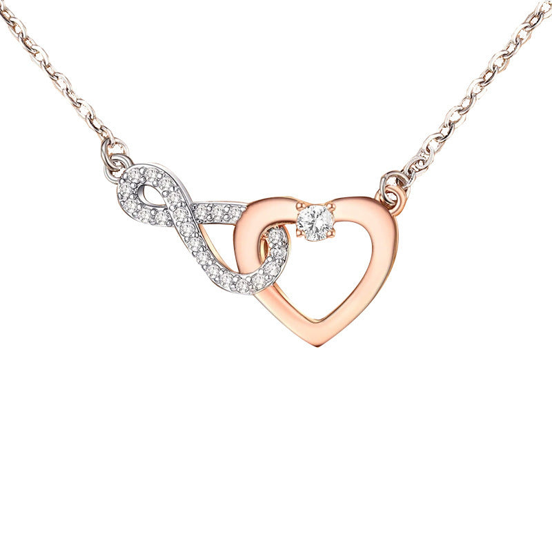 Wholesale Rose gold love necklace lovers eternal clavicle chain