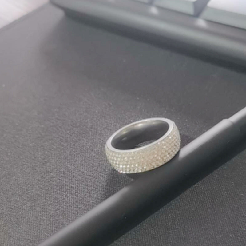 Wholesale  6 rows full of diamond titanium steel ring