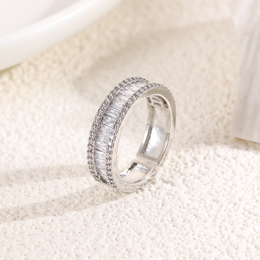 Wholesale Stepped zircon electroplated ring