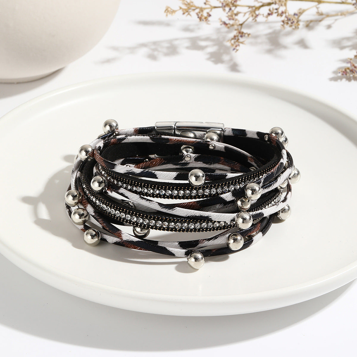 Wholesale Two Circle Beaded Leather Bracelet Multi-layered Layered Bracelet Set ACC-BT-Shangy003