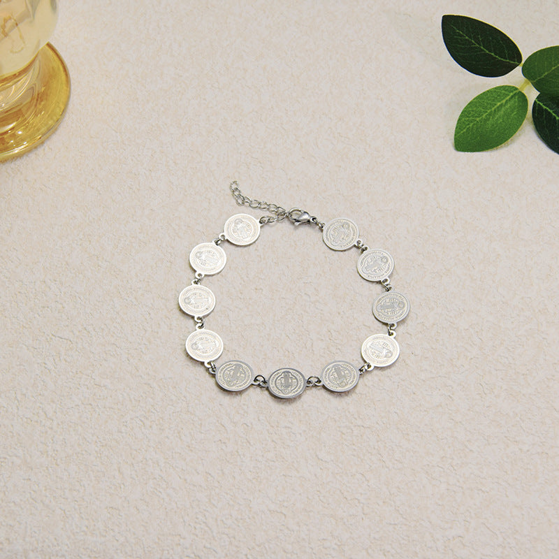 Wholesale  Light Luxury Circle Steel Bead  Stainless Steel Bracelet