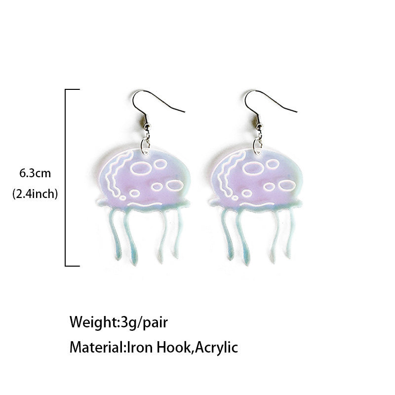Wholesale  summer earrings sardine jellyfish  acrylic hollow light fun jewelry
