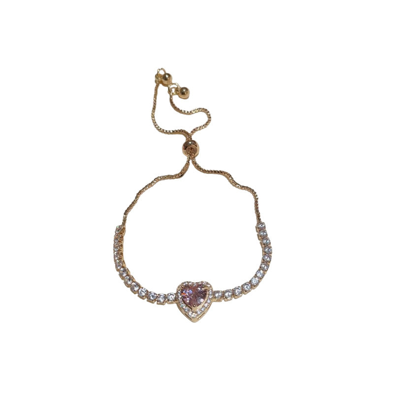 Wholesale Copper Heart-Shaped Zircon Bracelet