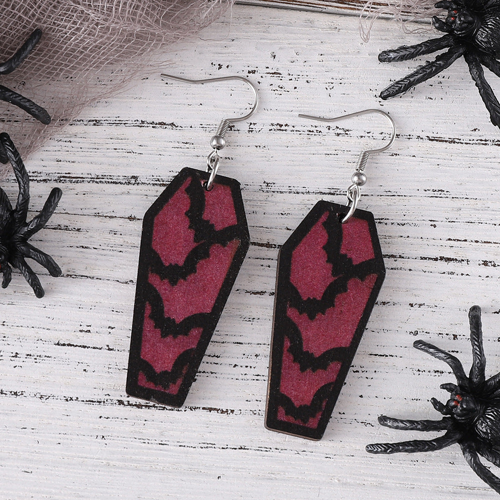 Wholesale  Halloween Gothic Web Bat Coffin Pendant Earrings