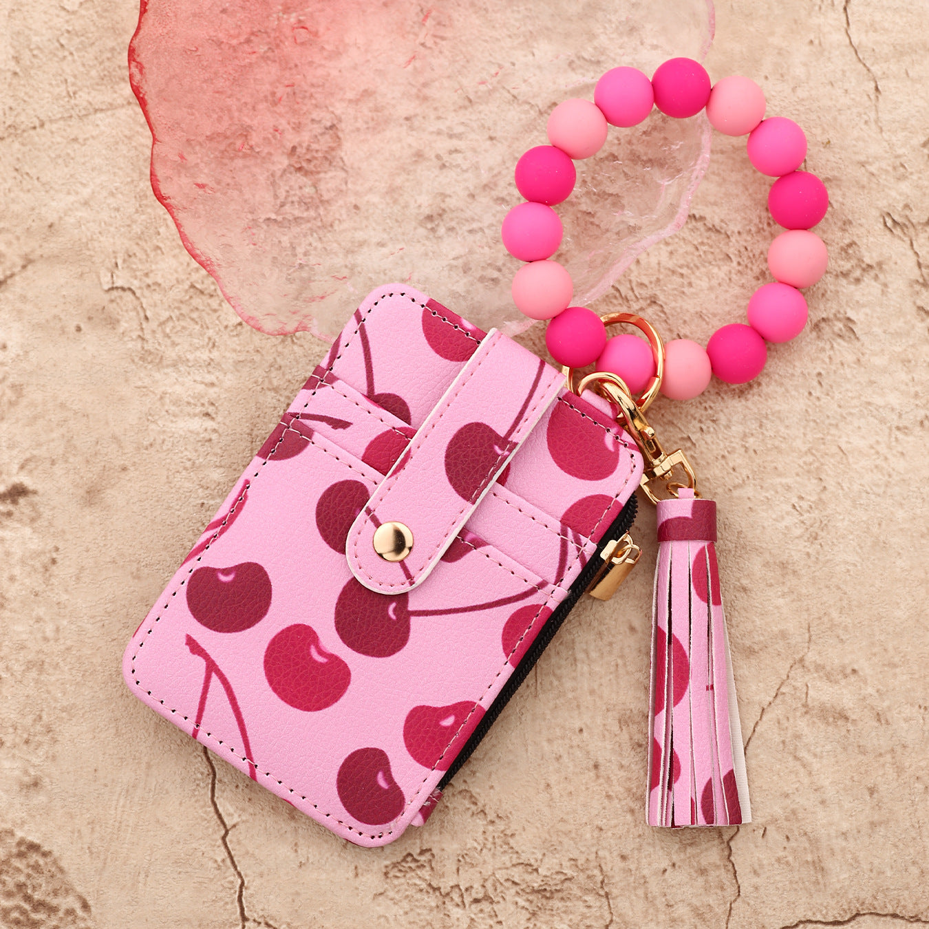 Wholesale PU leather printed card holder and keychain