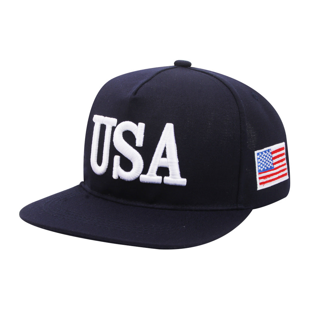 Wholesale  baseball cap embroidered USA flat brim hat