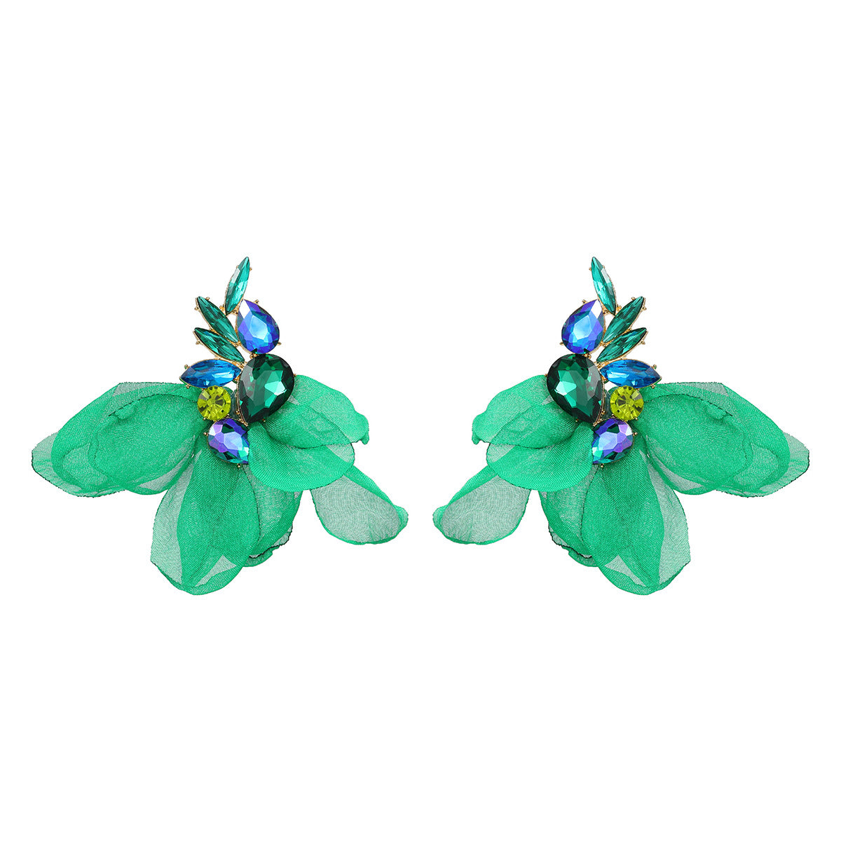 Wholesale Bohemian Colored Diamond Fabric Flower Earrings ACC-ES-JL028