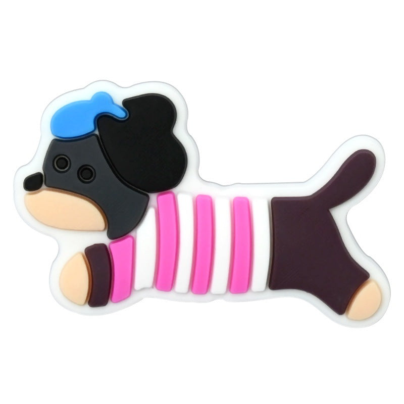 Wholesale   Random 100pcs Cartoon dachshund PVC Soft Rubber Shoe Buckle Decoration