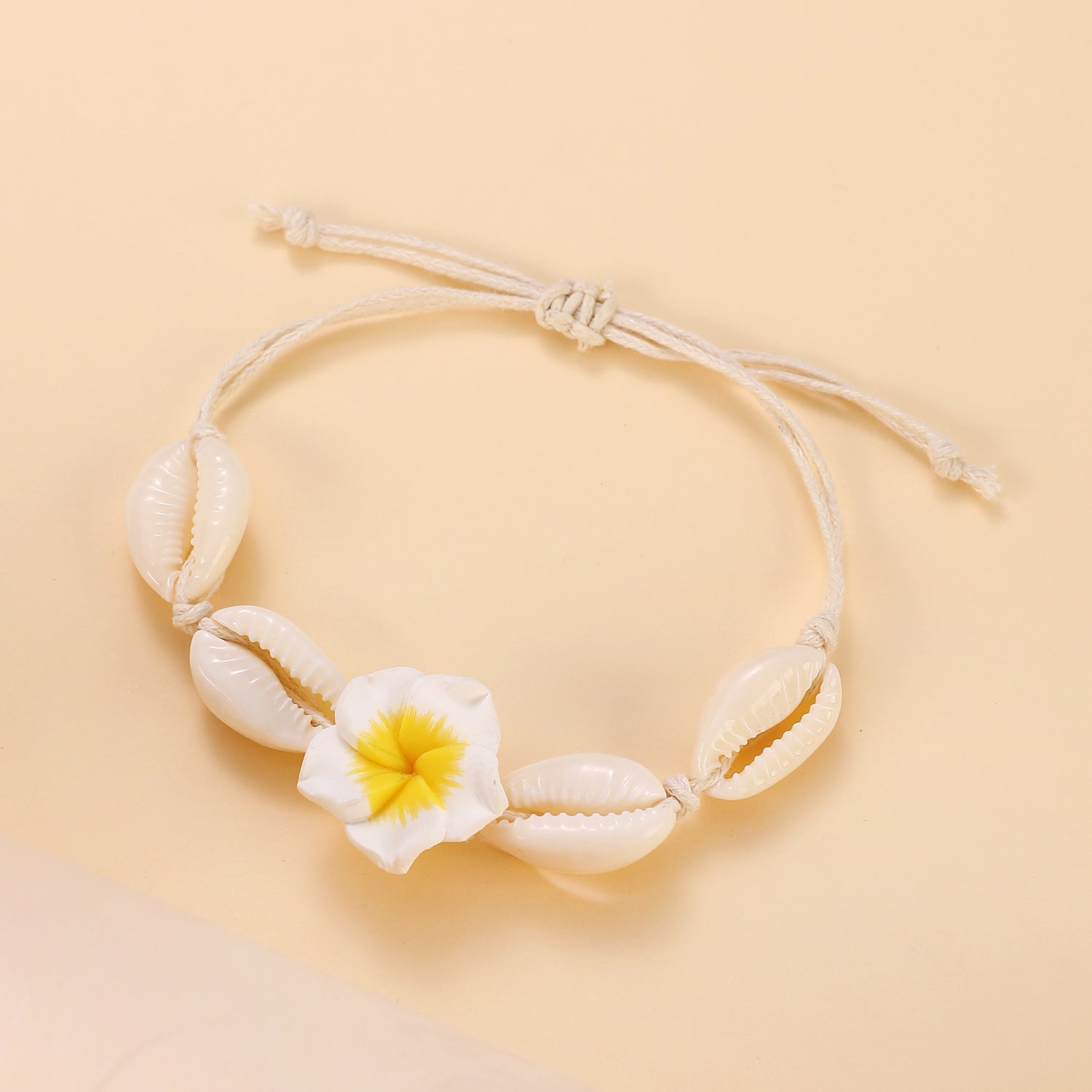 Wholesale knot shell foot rope Bohemian egg flower woven beach flower anklet