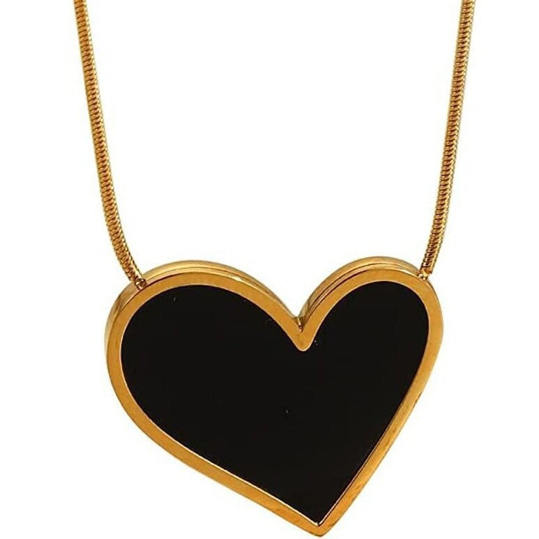 Wholesale Titanium Steel Black Heart Clavicle Chain Necklace Fashion Accessory