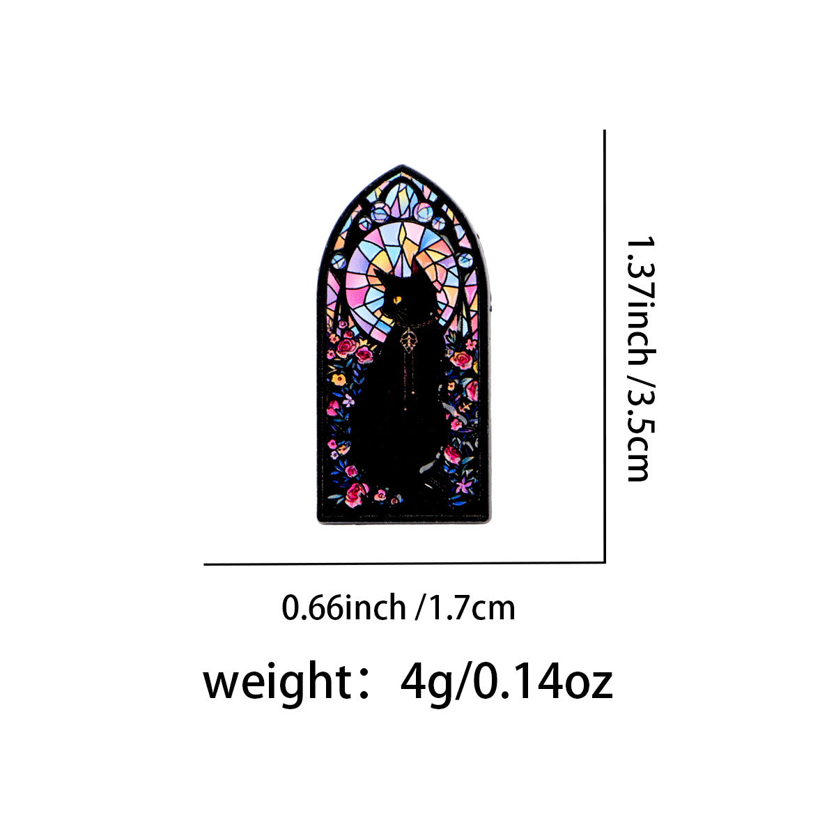 Wholesale Stained Window Black Cat Brooch