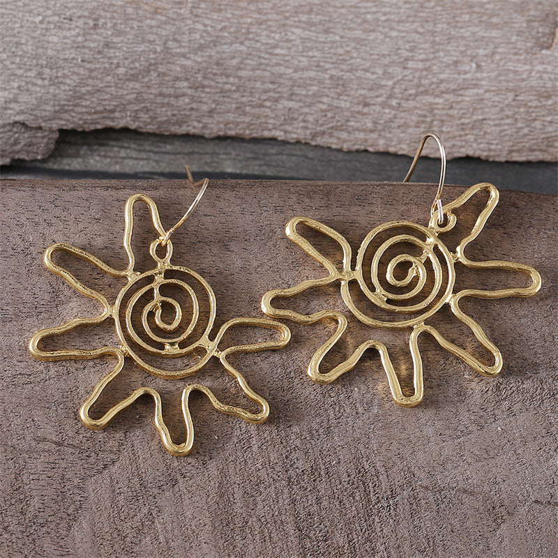 Wholesale  bohemian creative golden sun flower pendant earrings