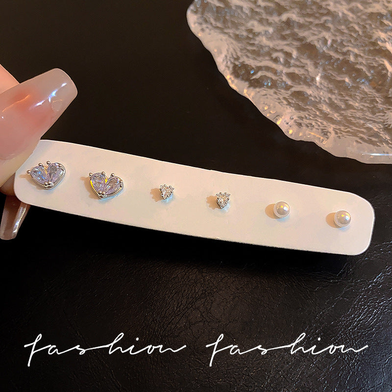 Wholesale Love Ear Nail Raising Flash Zircon  Earrings