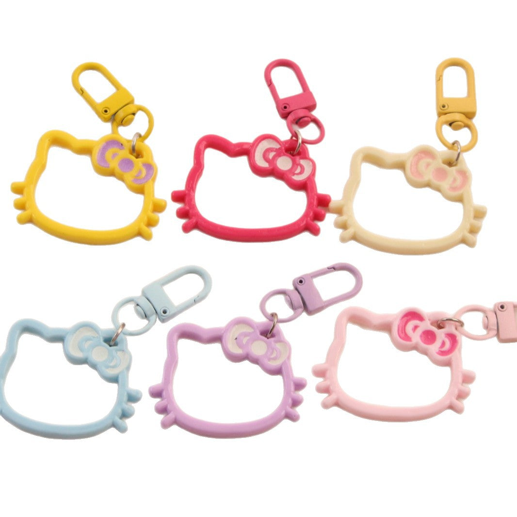 Wholesale Hollow Cartoon Cat Head Keychain Pendant - Trendy Bag Charm Decorative Accessory for Gift Resale