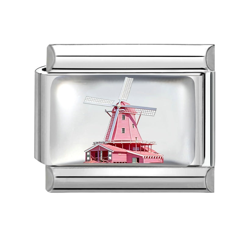 Wholesale Italian Style Travel Landmark Stainless Steel DIY Bracelet Module Fashion Accessory