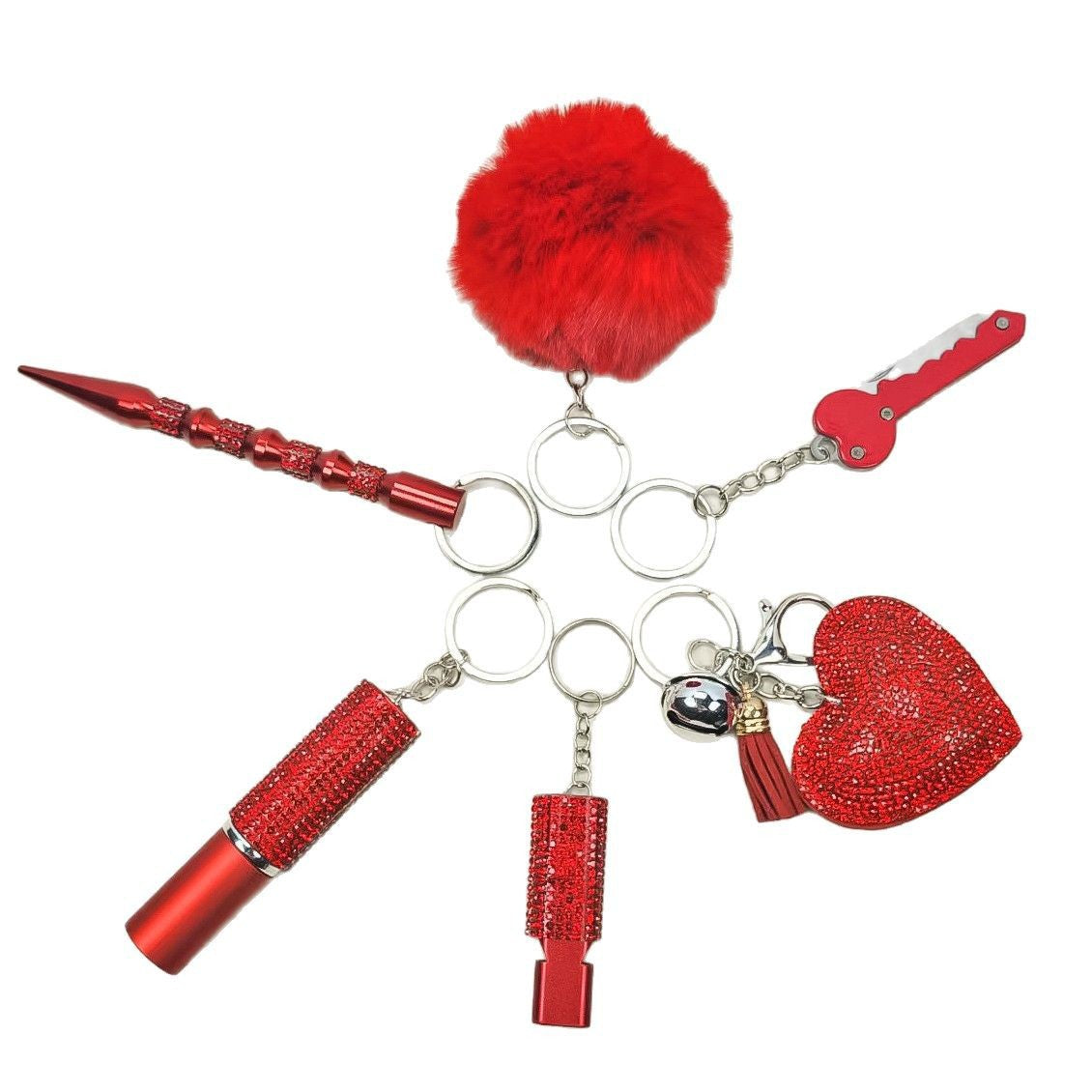 Wholesale Heart-shaped diamond-studded perfume bottle keychain combination accessories