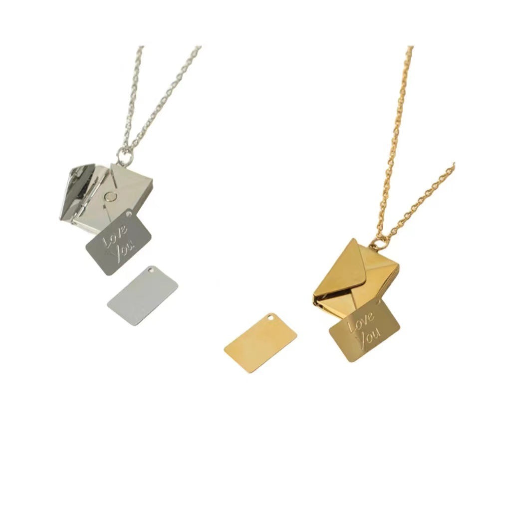 Wholesale light luxury creative design titanium steel envelope necklace