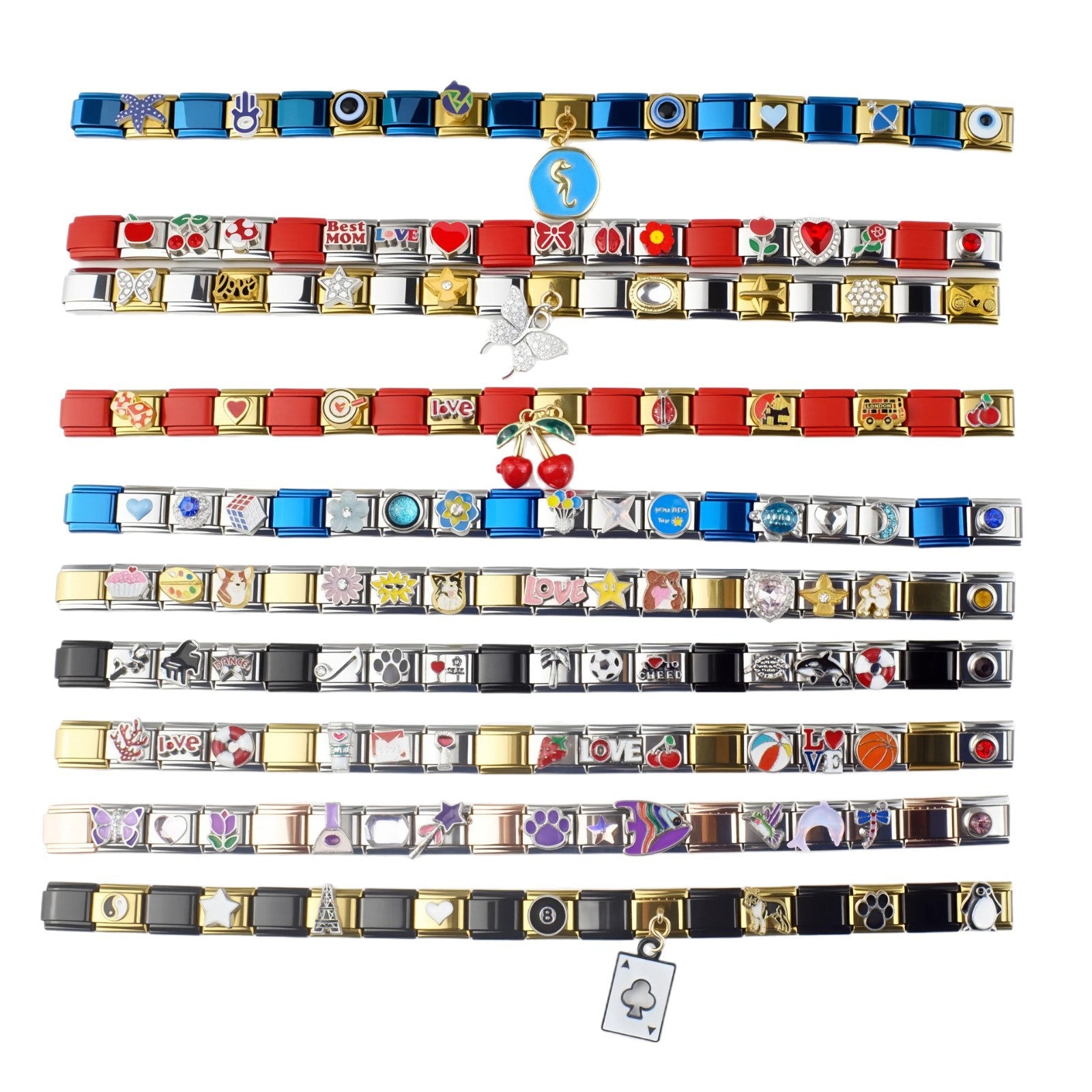 Wholesale Italian Charm Bracelet 9mm DIY Splicing Color Stainless Steel Composable Bracelet