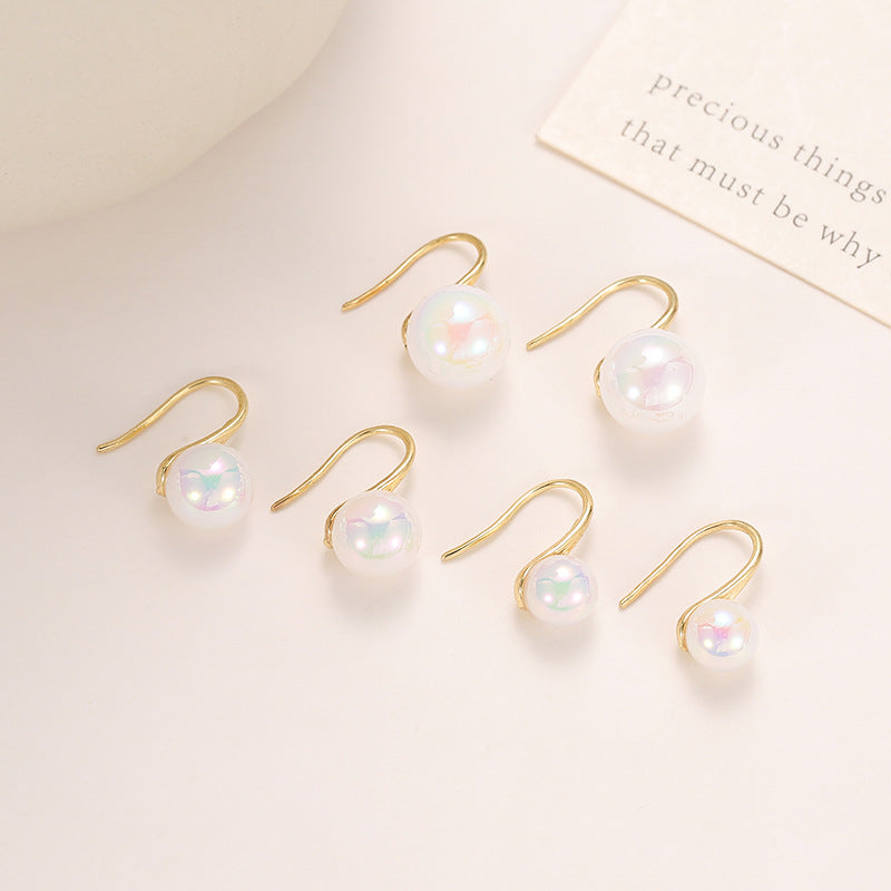 Wholesale pearl retro round shiny ear hooks earrings